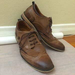 Steve Madden Brown Leather Oxford Wingtip Jahonis Dress Shoes